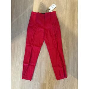 Theory Treeca Pull On Linen Pants in Red NWT